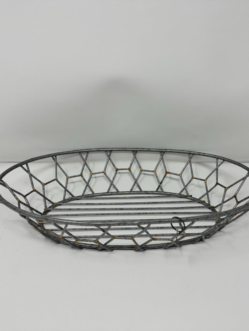 Hearth & Hand Magnolia Silver Metal Wire Basket with Gold Accents 7" x 11"